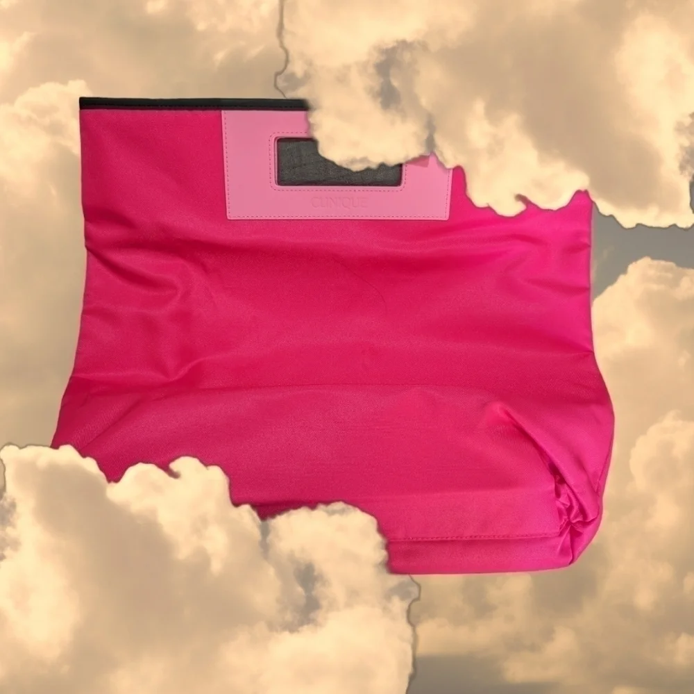 Clinique hot pink tote with accessories